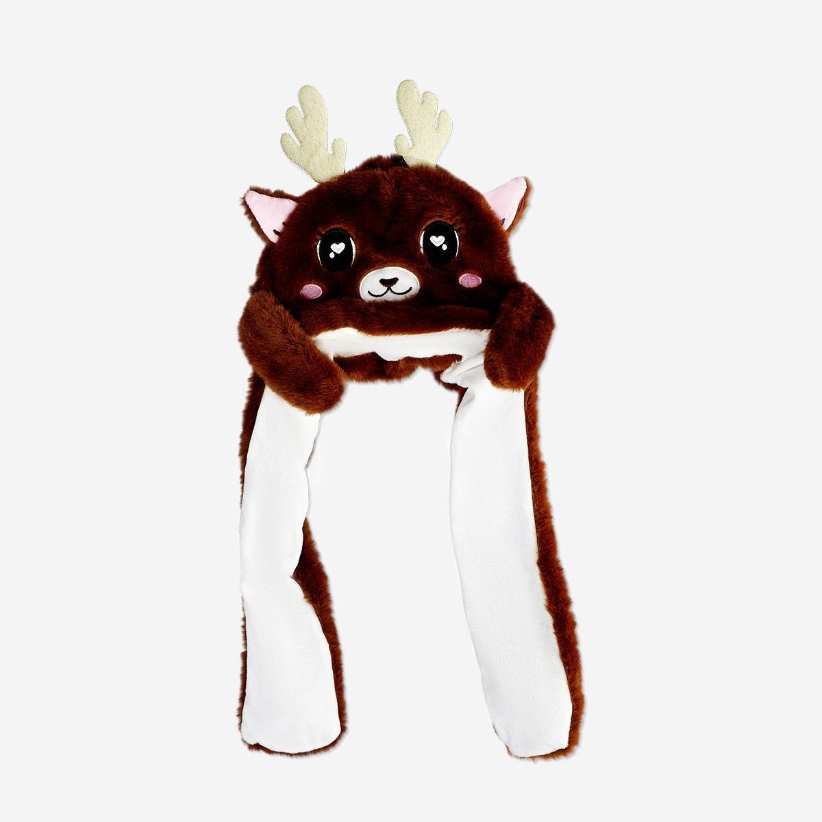 Brown Reindeer Hat With Moving Hands