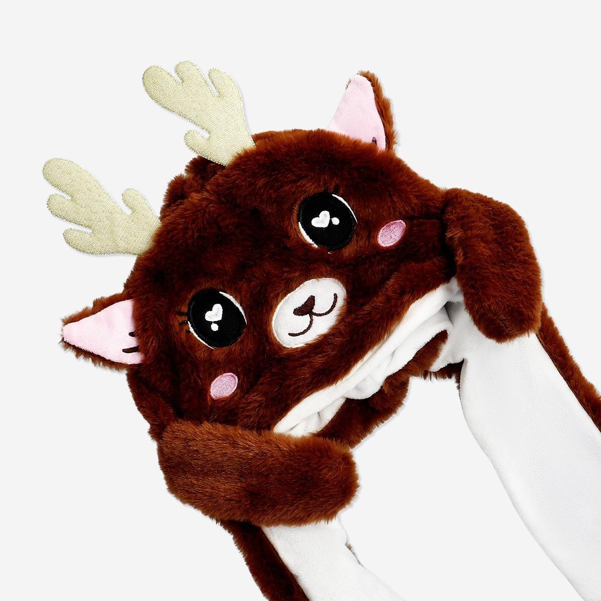 Brown Reindeer Hat With Moving Hands