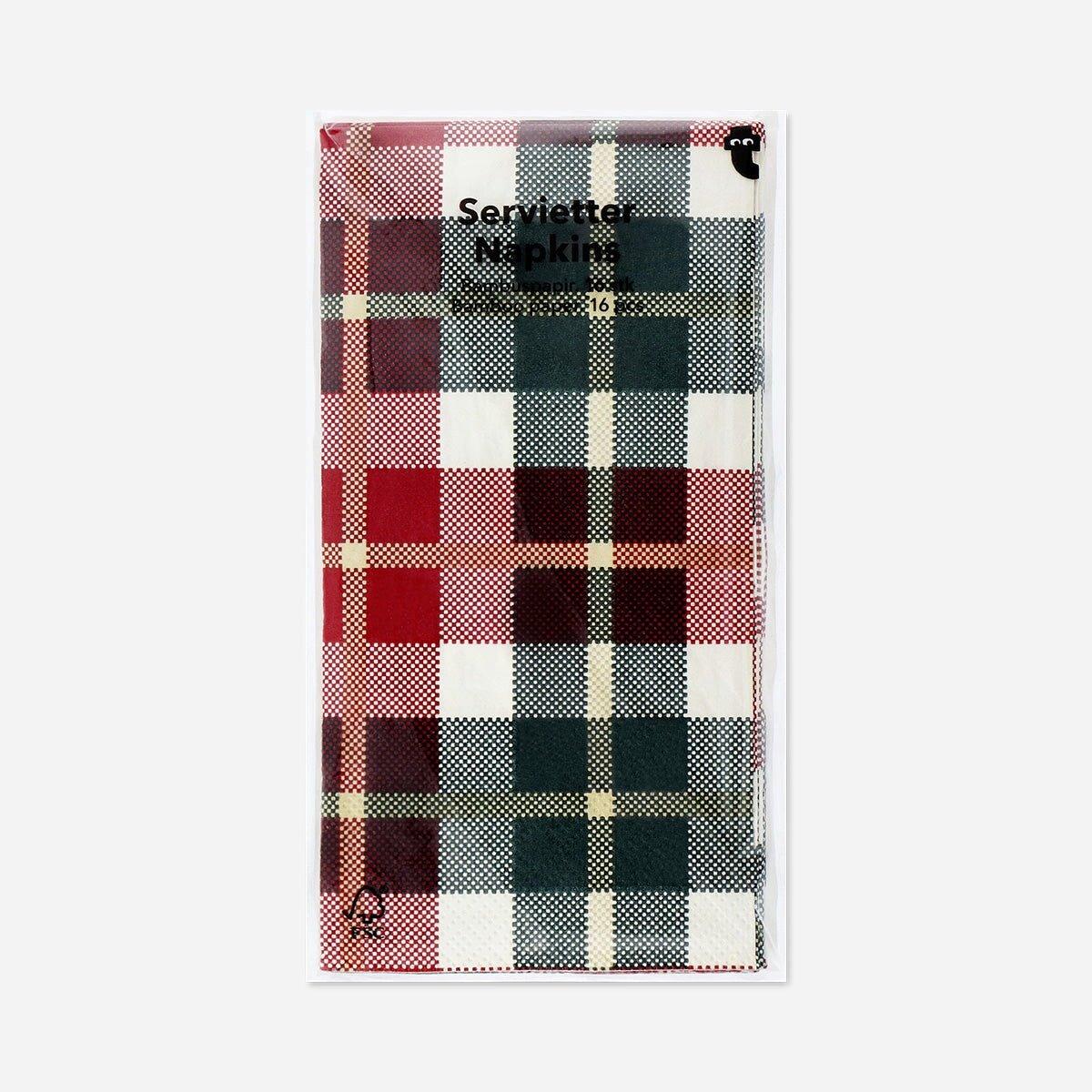 Multicolour Napkins In Plaid - 16 Pcs