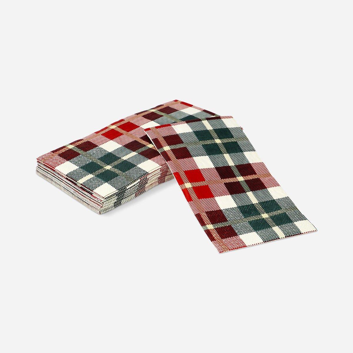 Multicolour Napkins In Plaid - 16 Pcs