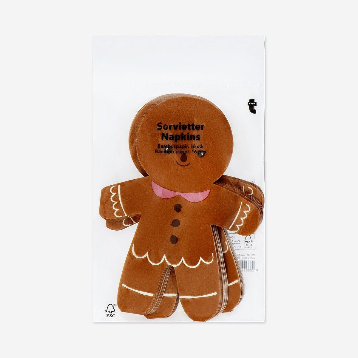 Brown Gingerbread Man Napkins - 16 Pcs