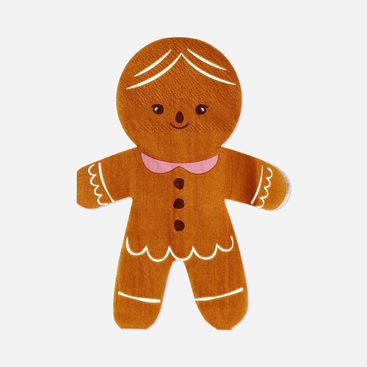 Brown Gingerbread Man Napkins - 16 Pcs