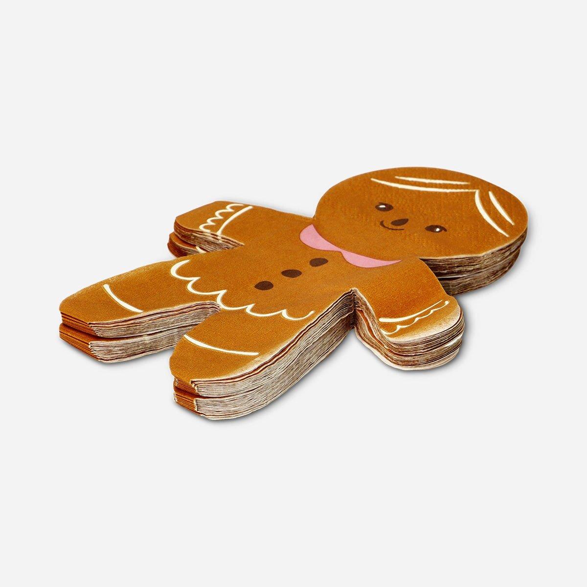 Brown Gingerbread Man Napkins - 16 Pcs