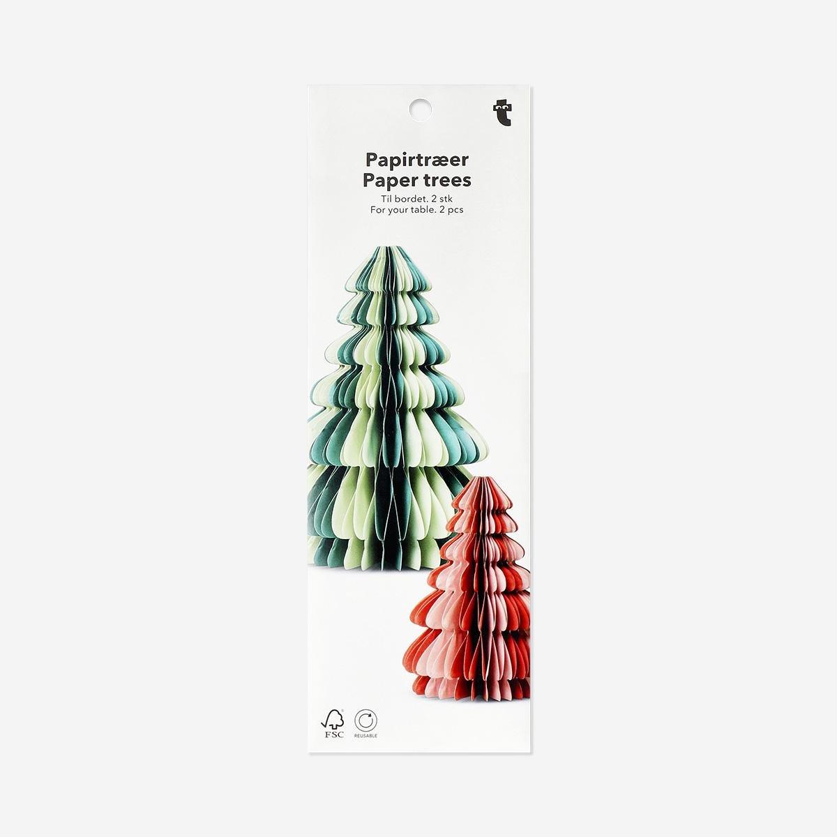 Multicolour Fold Out Paper Christmas Trees - 2 Pcs