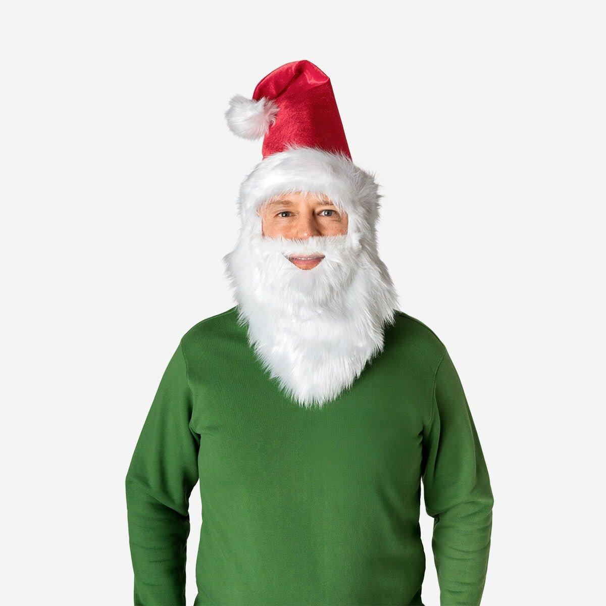 Red Santa Hat With Beard - For Adults