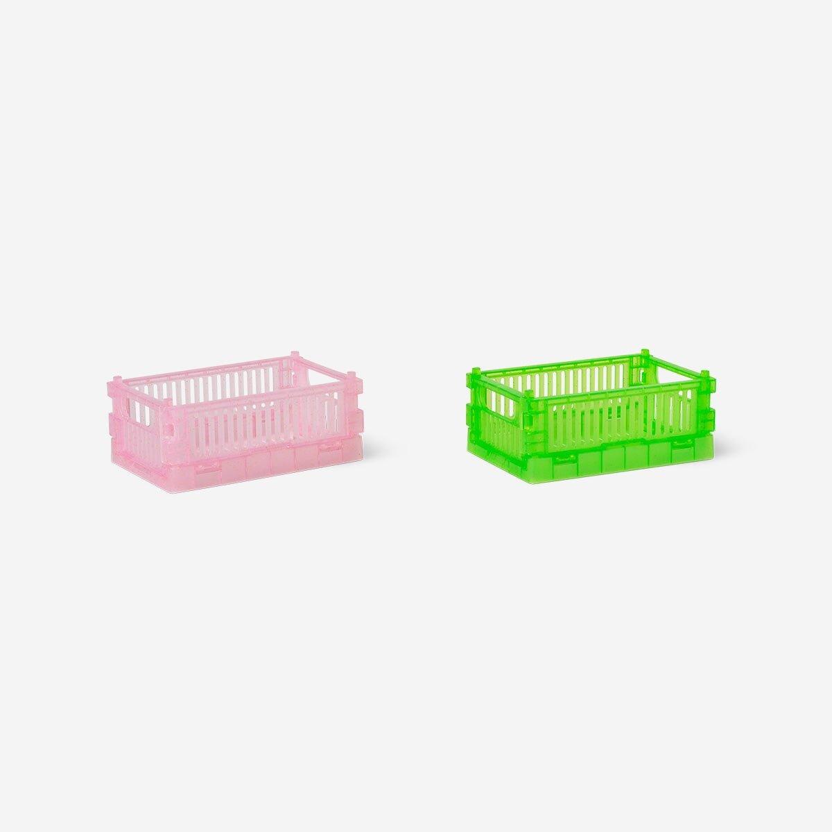 Multicolour Green And Pink Collapsible Storage Boxes - 2 Pcs