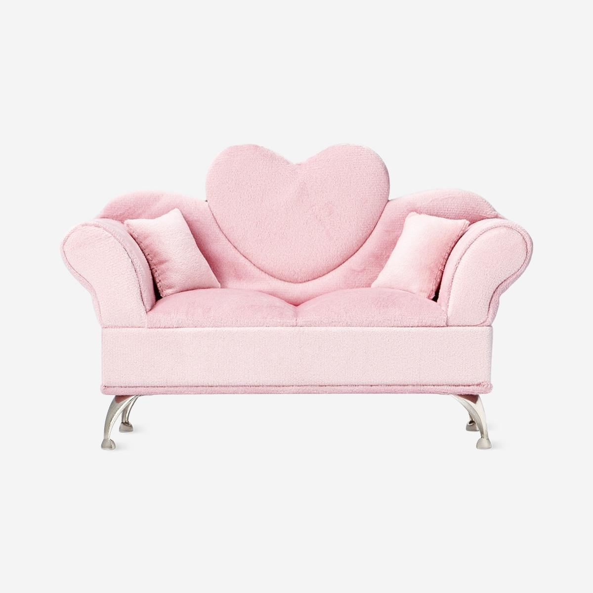 Pink Velvet Heart Sofa Jewellery Box