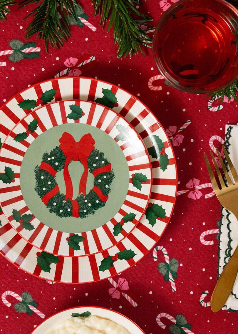 Multicolour Small Plate With Christmas Print - 16 Cm