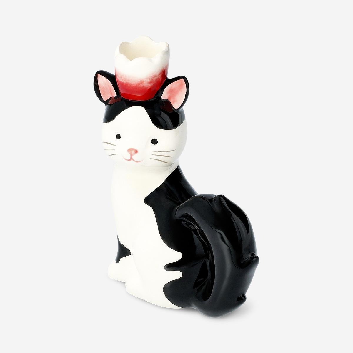 Multicolour Ceramic Cat Candleholder