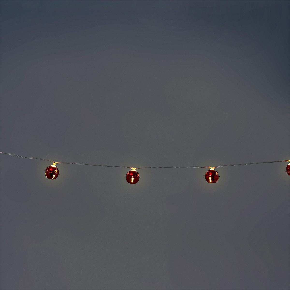 Red String Lights With Red Bells - 285 Cm