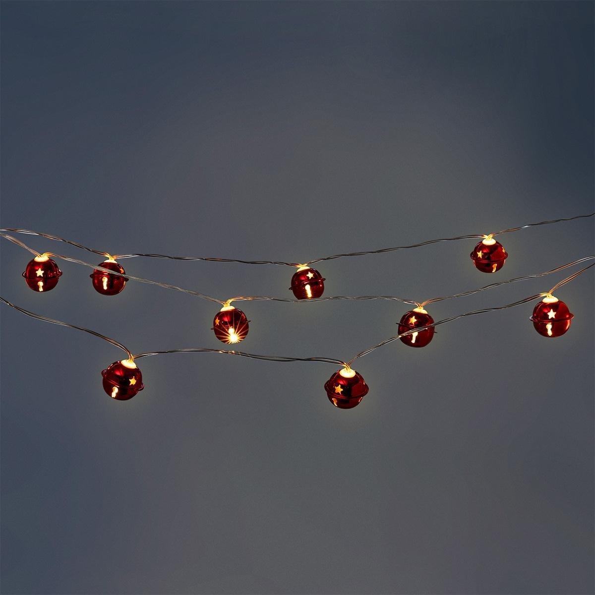 Red String Lights With Red Bells - 285 Cm