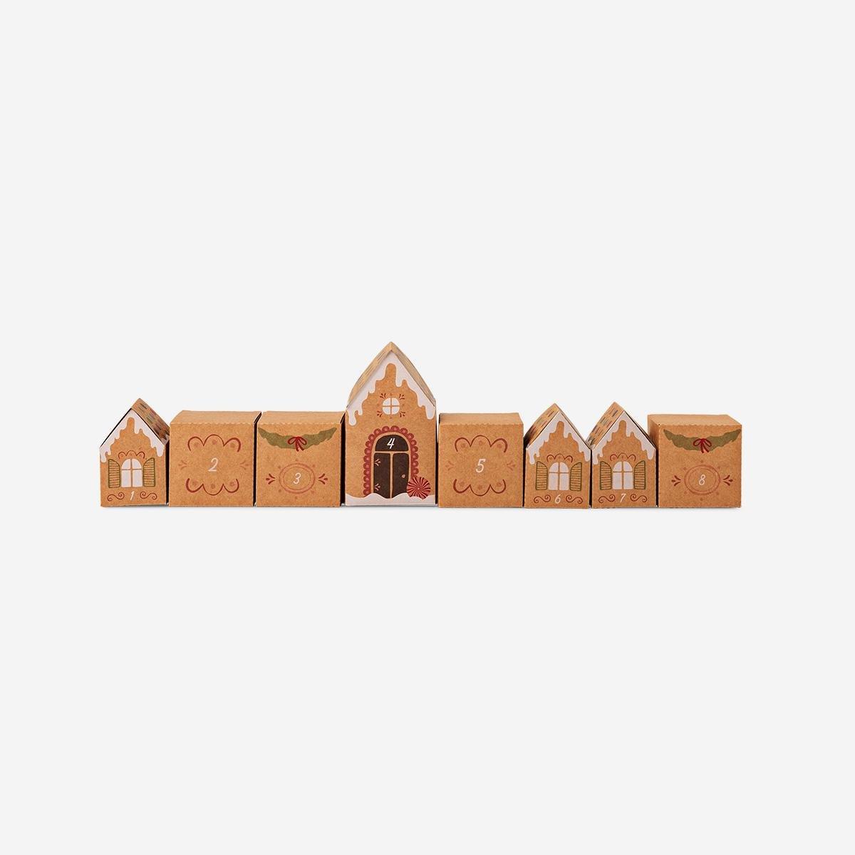 Multicolour Advent Gift Boxes In Gingerbread House Design - 24 Pcs