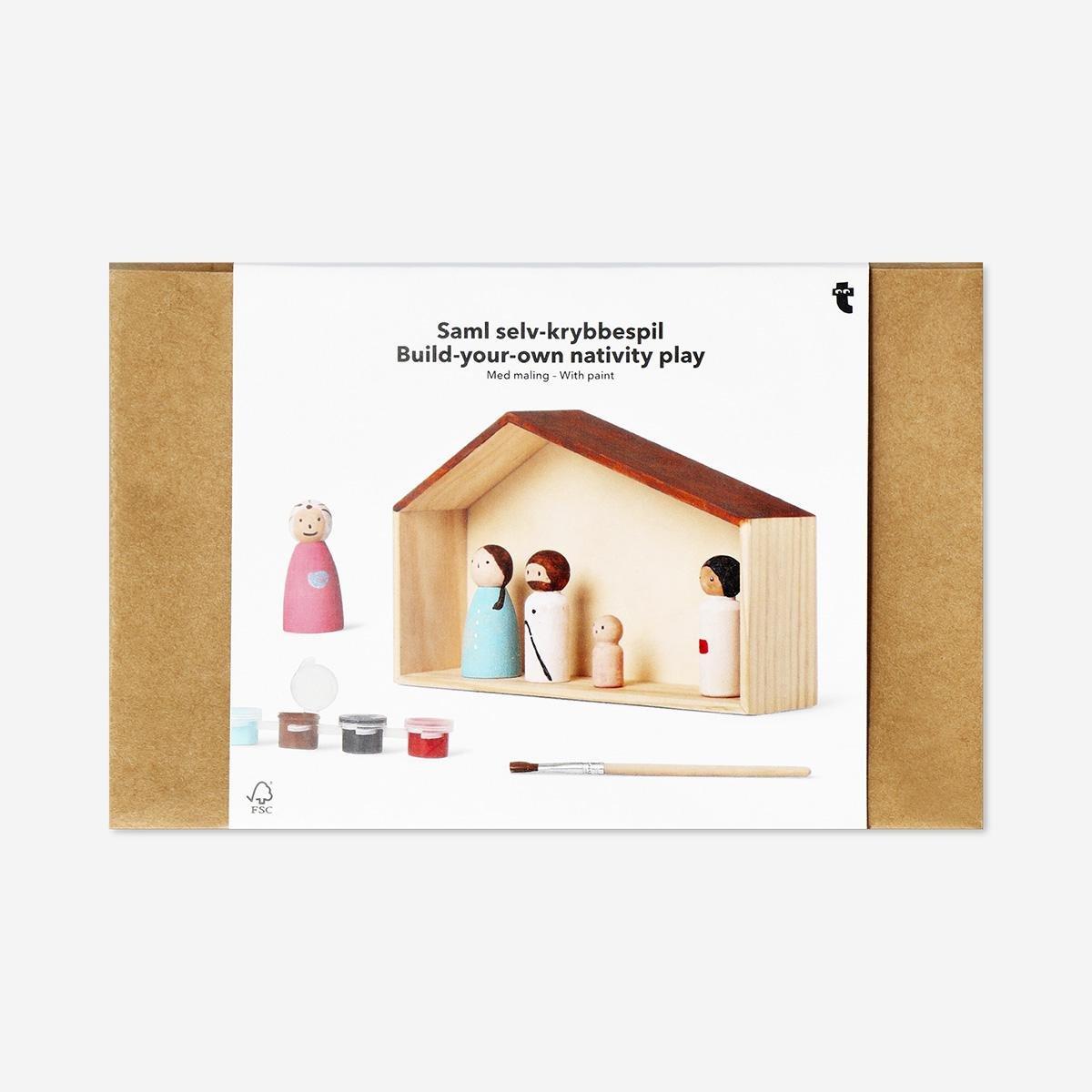 Multicolour Diy Wooden Nativity Scene With Paint