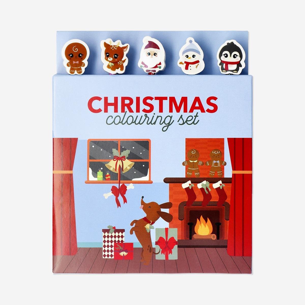 Multicolour Christmas Colouring Book With Pencils