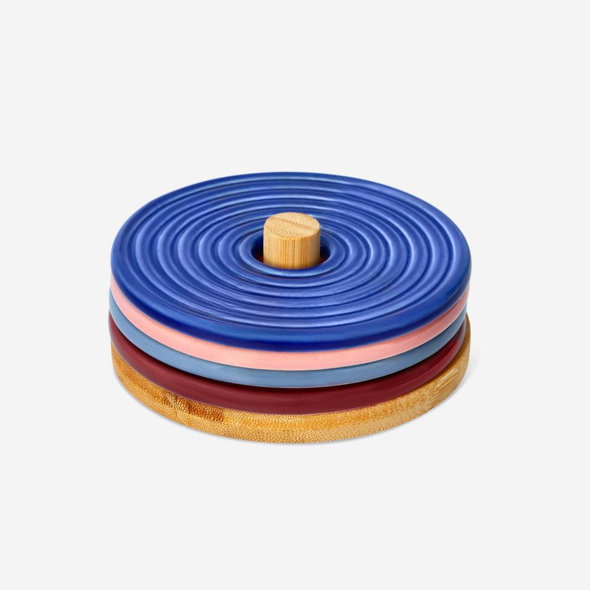 Multicolour Ceramic Coasters - 4 Pcs