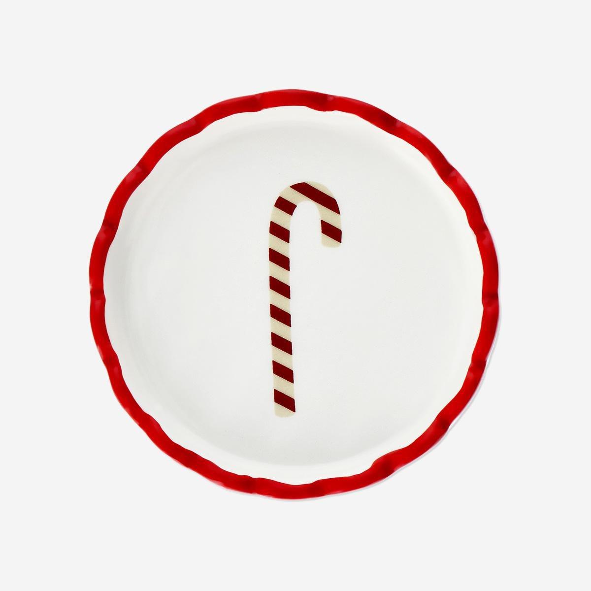 Red Candy Cane Dish - 10 Cm