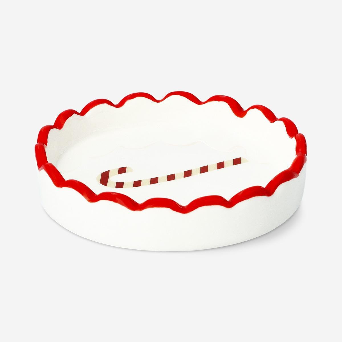 Red Candy Cane Dish - 10 Cm