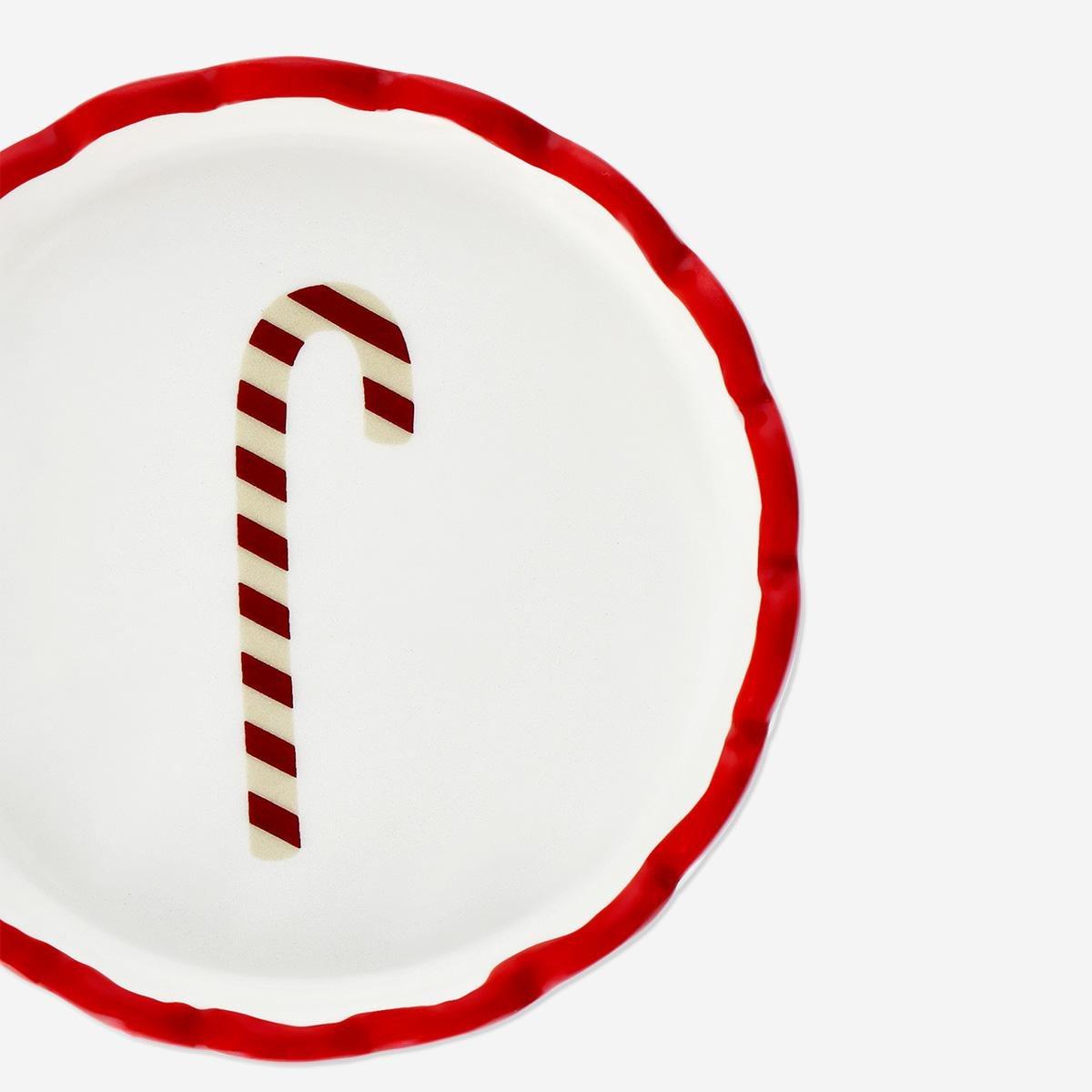 Red Candy Cane Dish - 10 Cm