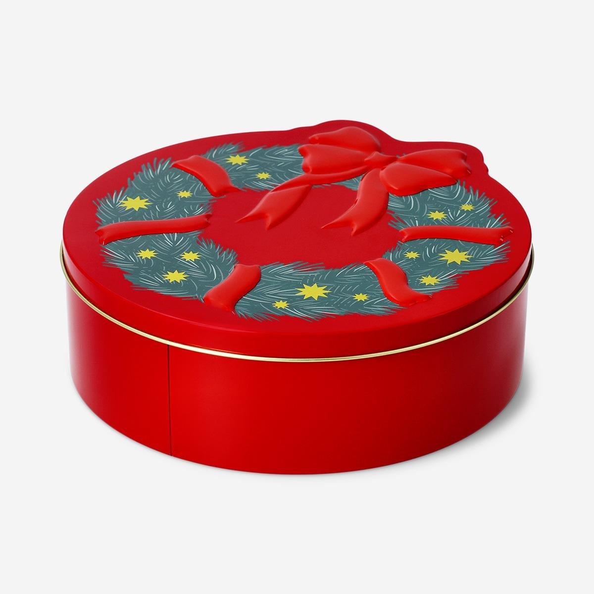 Multicolour Christmas Wreath Cake Tin - 20 Cm