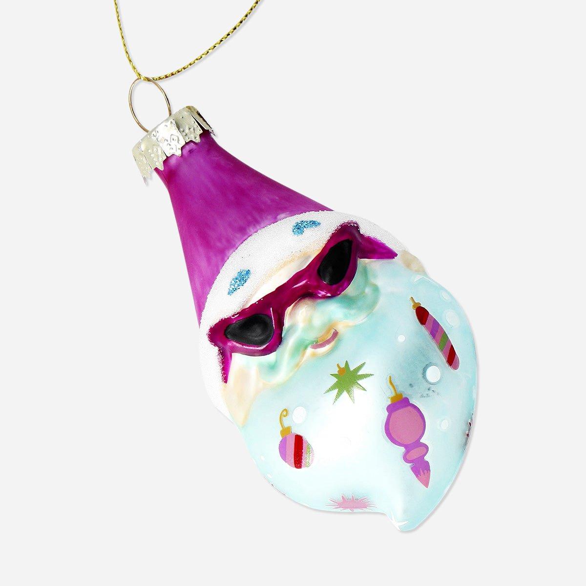 Multicolour Christmas Bauble - Colourful Santa With Hat