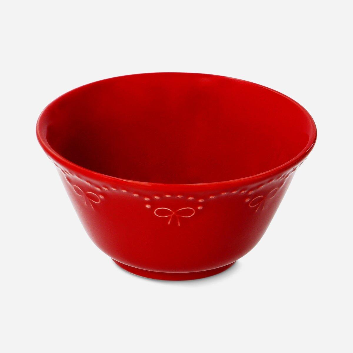 Red Bowl With Embossed Bows - 12 Cm
