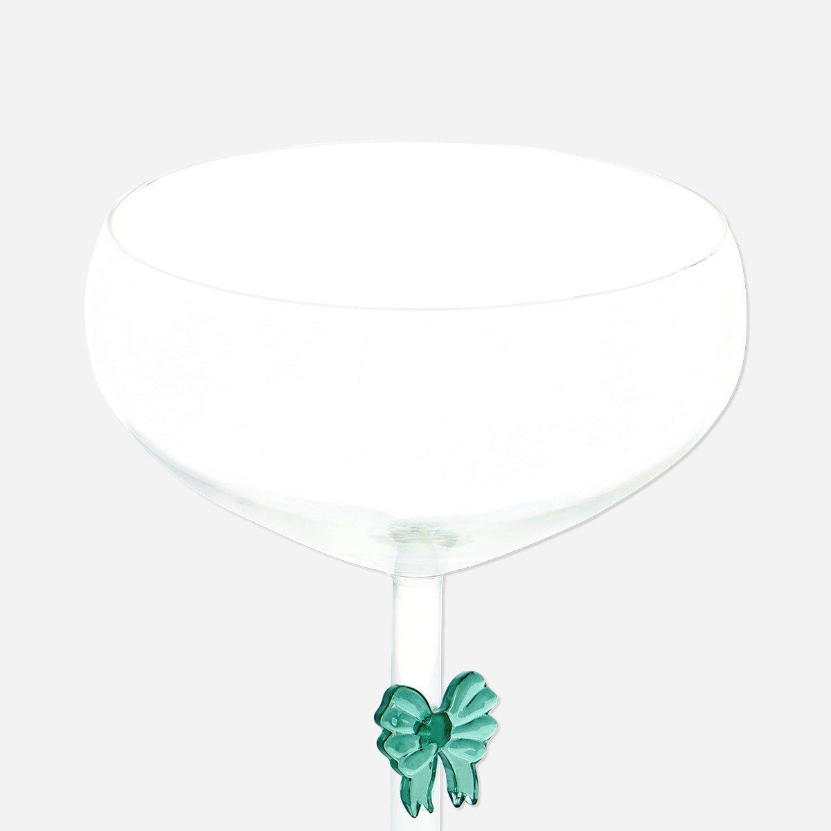Green Wine Glass With Embossed Bow - 320 Ml