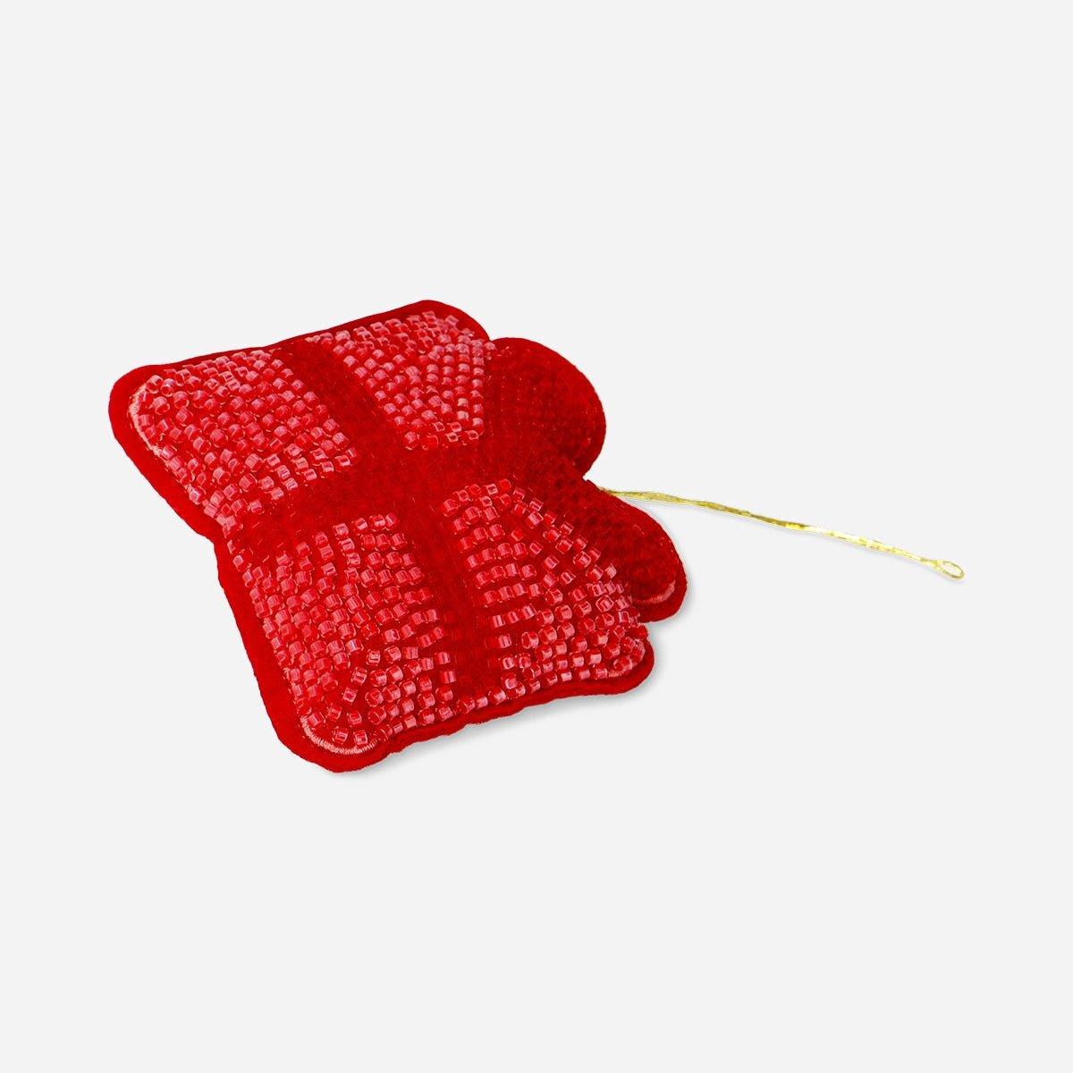 Red Gift Ornament With Beads
