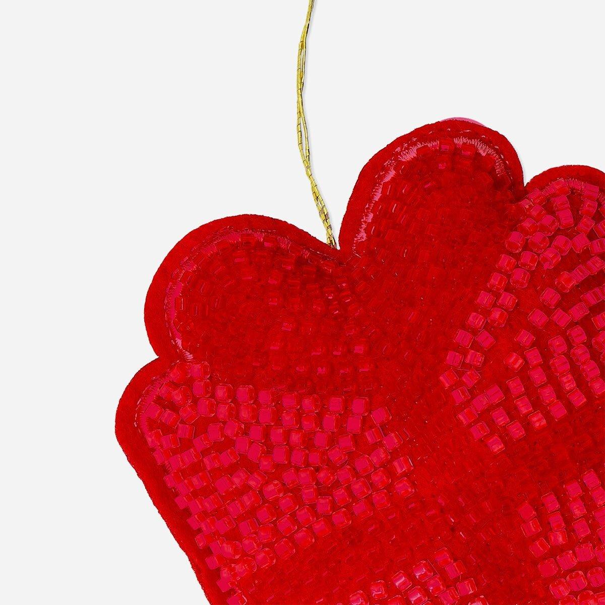 Red Gift Ornament With Beads