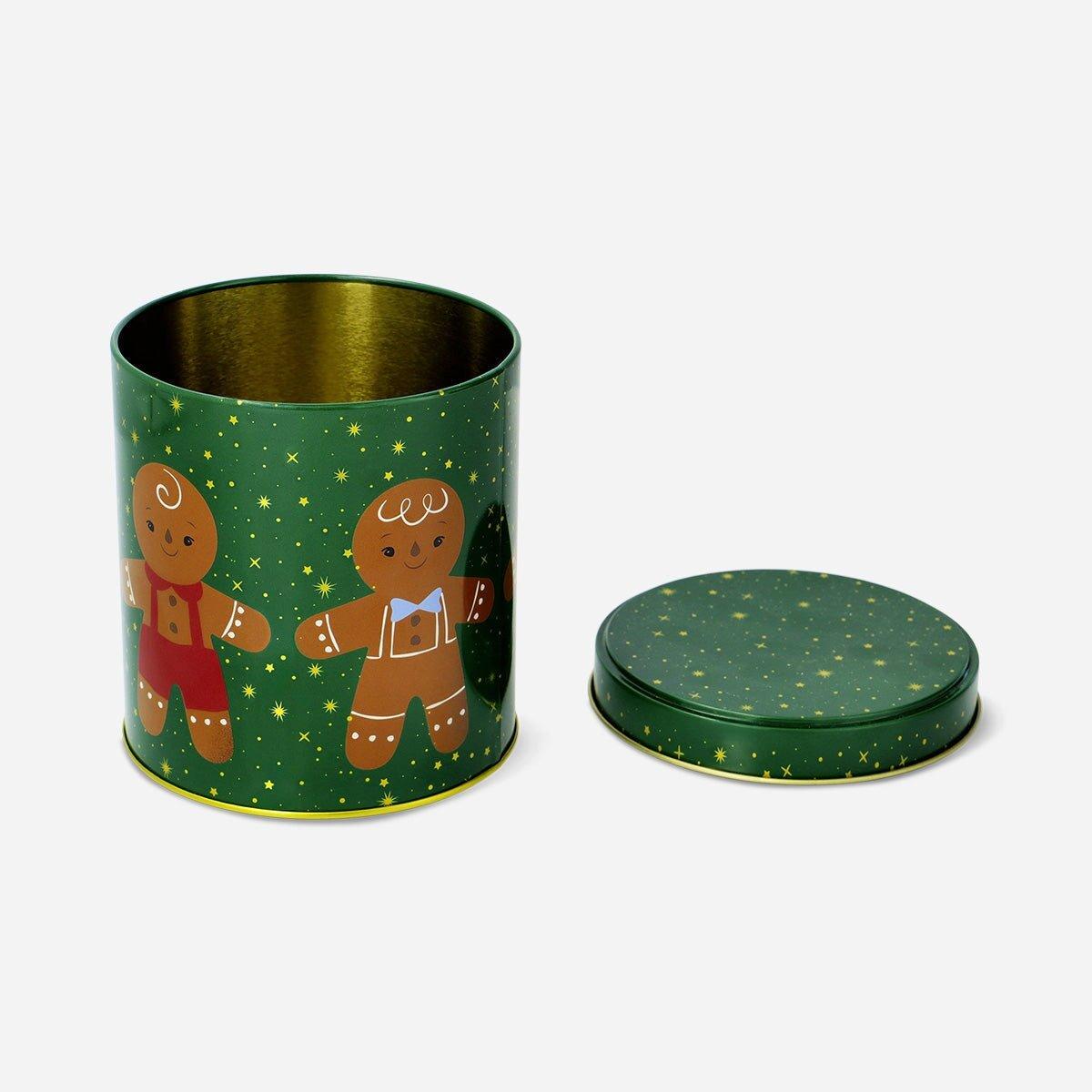 Multicolour Cylindrical Cake Tin With Gingerbread Men - 12 Cm