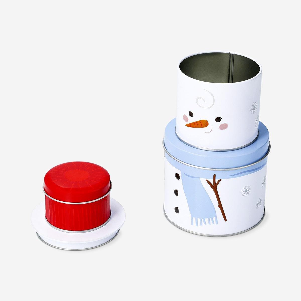 Multicolour Snowman Cake Tin Set - 3 Pcs