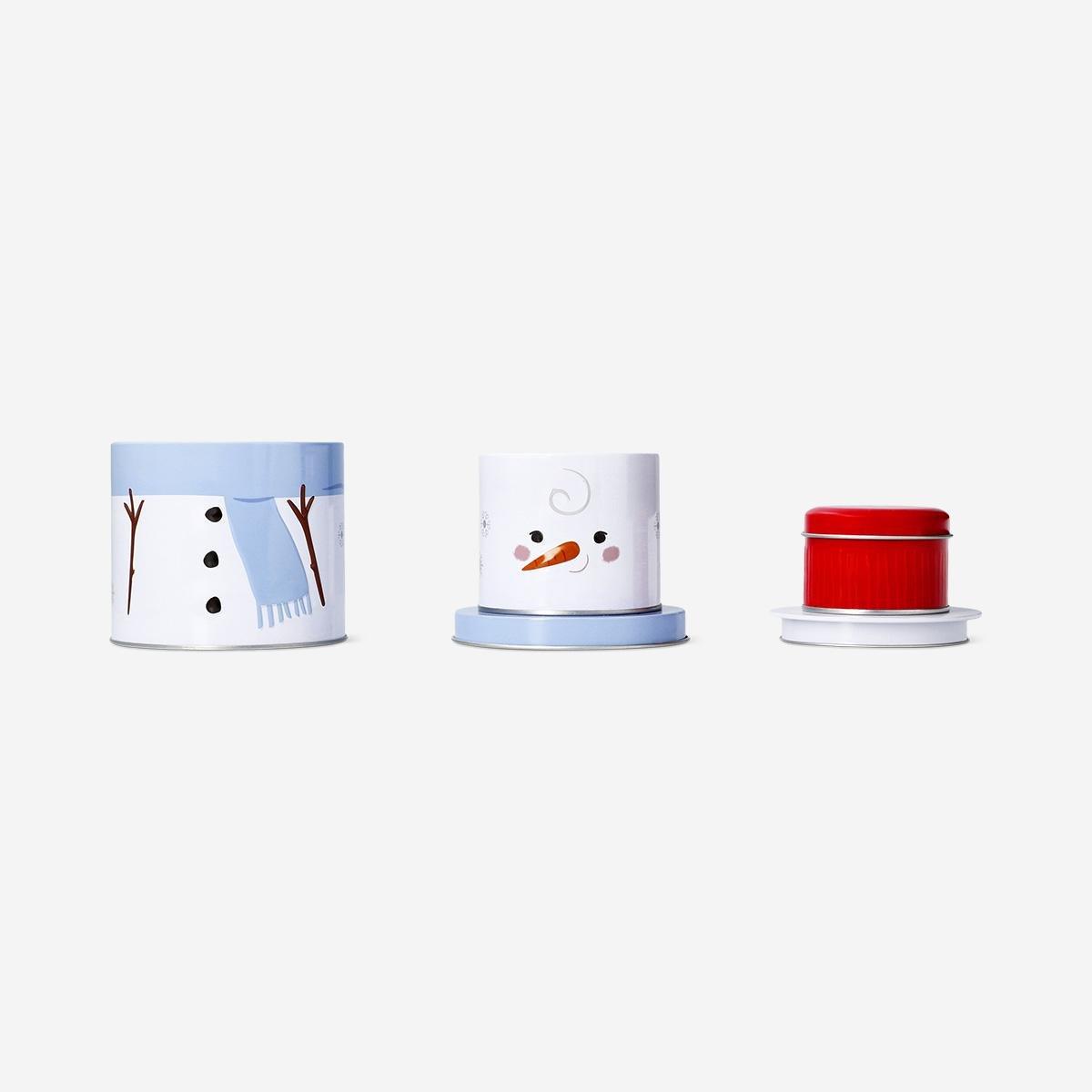 Multicolour Snowman Cake Tin Set - 3 Pcs