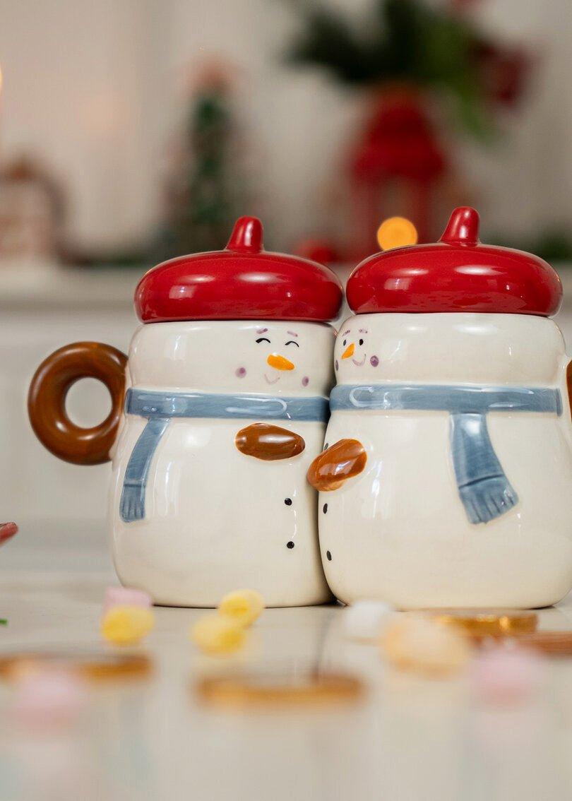 Multicolour Snowman Set Of Mugs- 2 Pcs