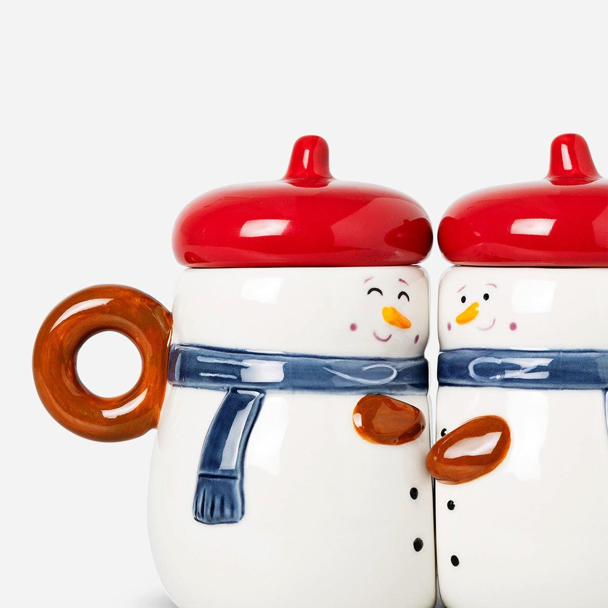 Multicolour Snowman Set Of Mugs- 2 Pcs