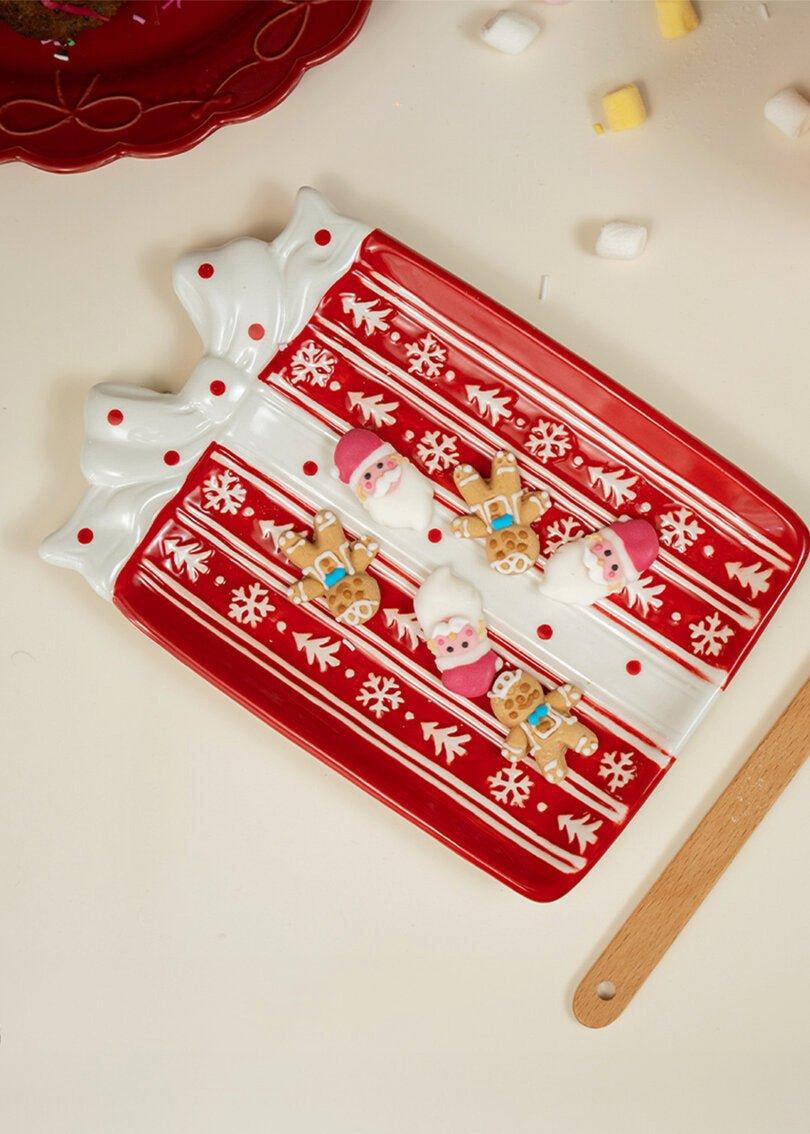 Red Gift With Bow Serving Plate - 15 Cm