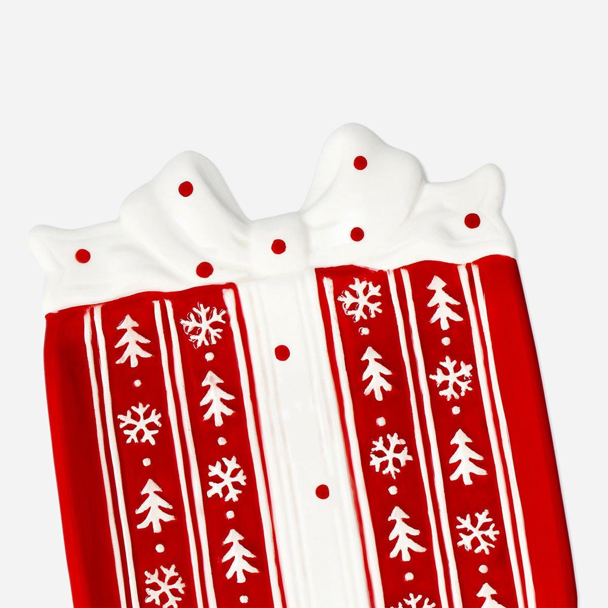 Red Gift With Bow Serving Plate - 15 Cm