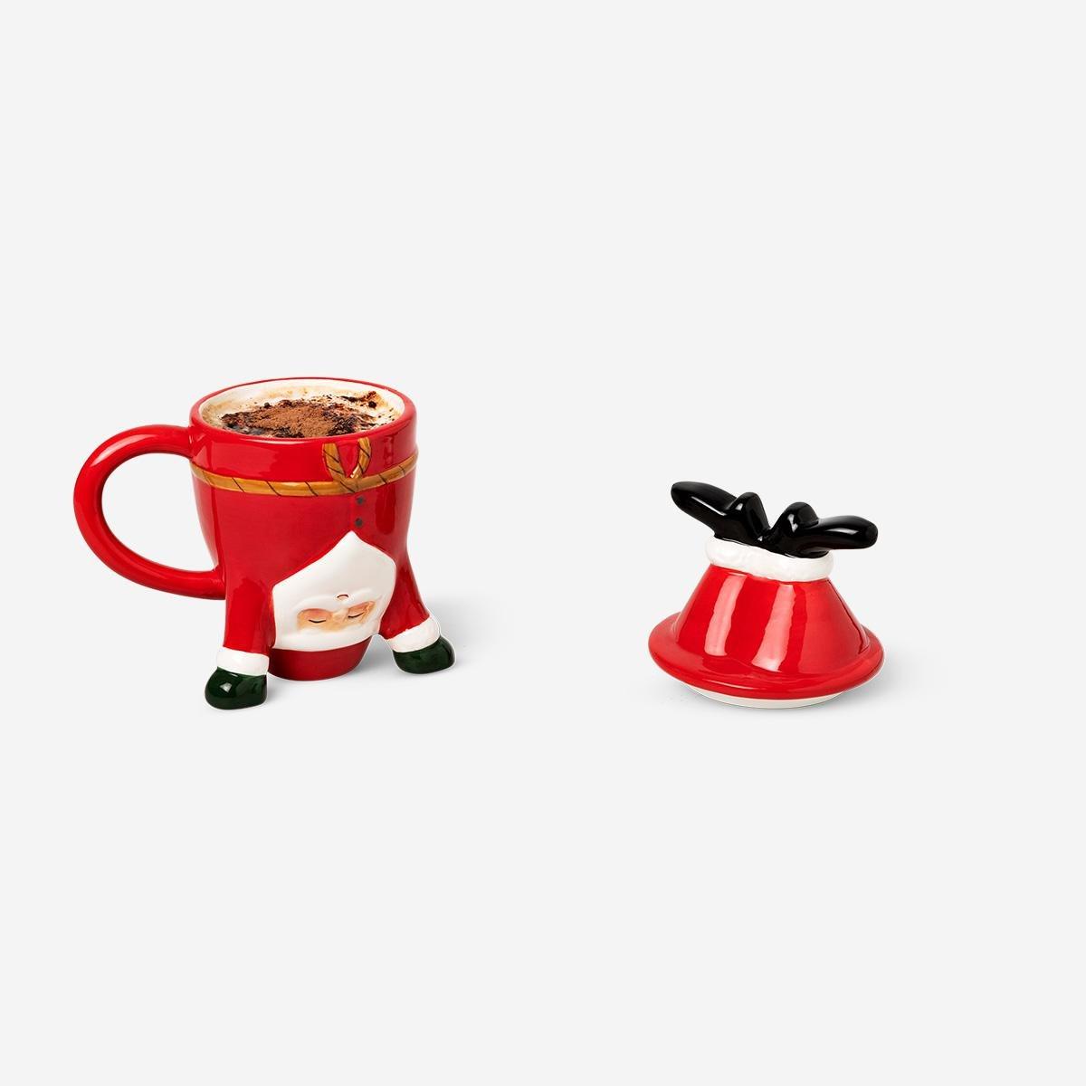 Red Upside Down Santa Mug With Lid - 300 Ml