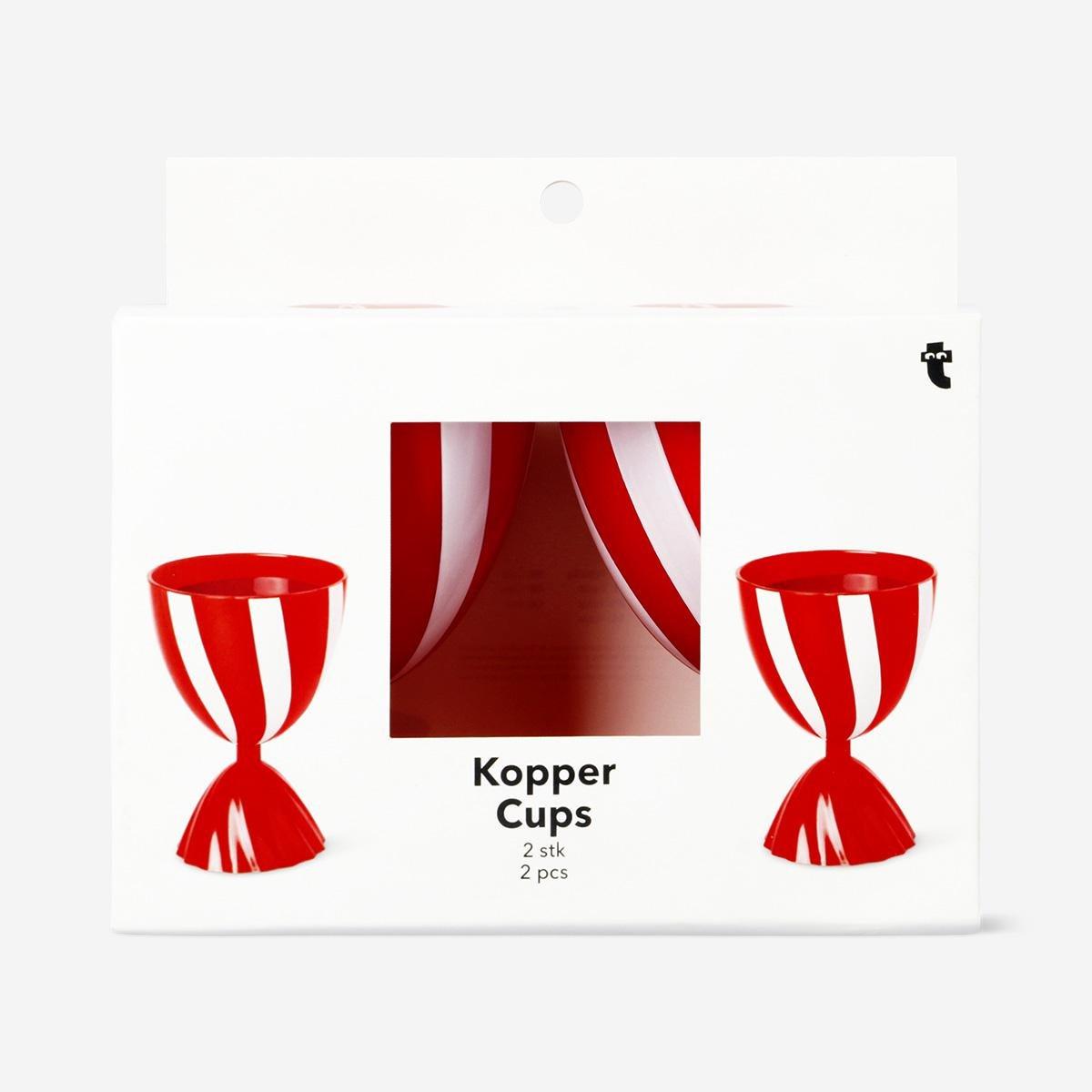 Red Small Cups With Candy Stripes - 2 Pcs