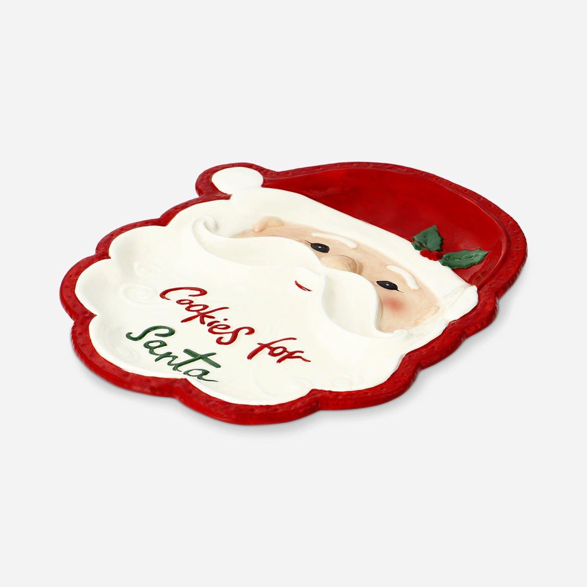 Multicolour Santa Face Serving Plate - 29 Cm