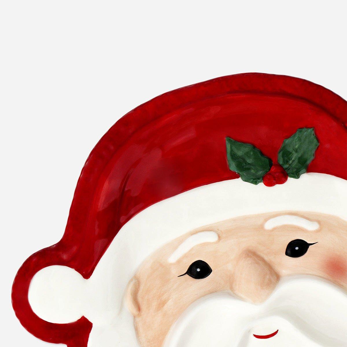 Multicolour Santa Face Serving Plate - 29 Cm