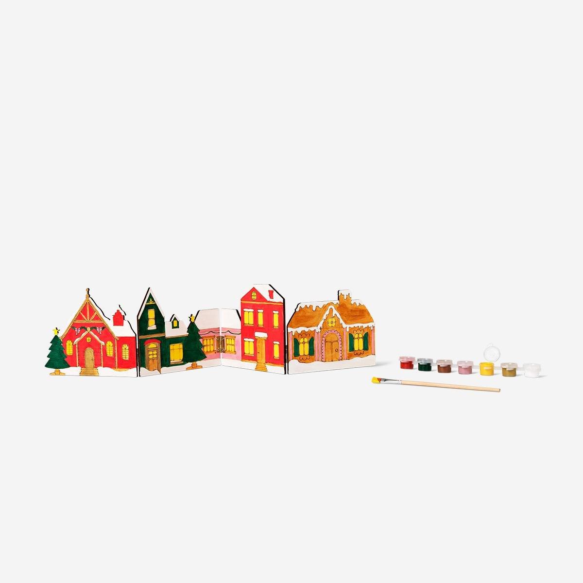 Multicolour Diy Folding Wood Christmas Houses
