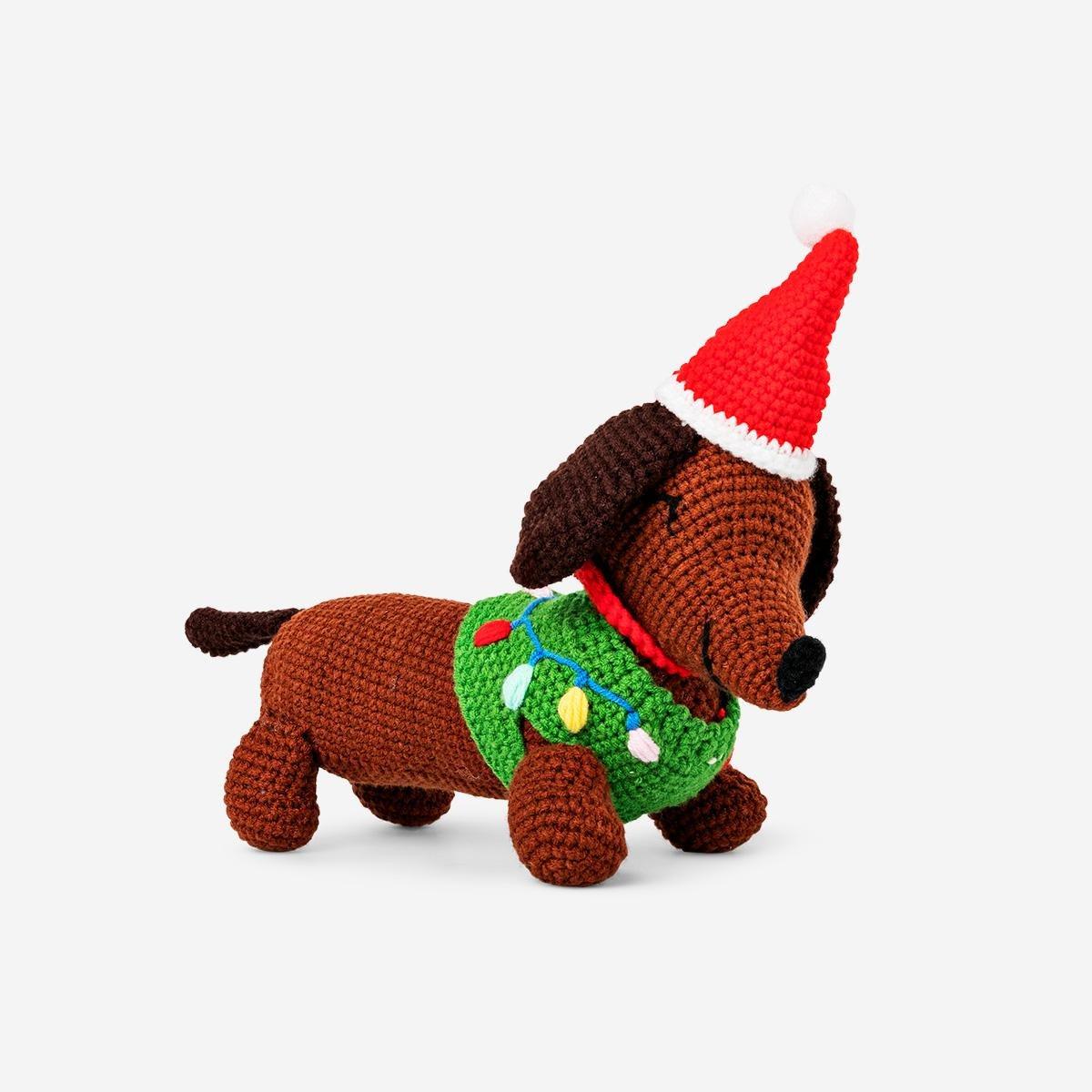 Multicolour Diy Crocheted Sausage Dog