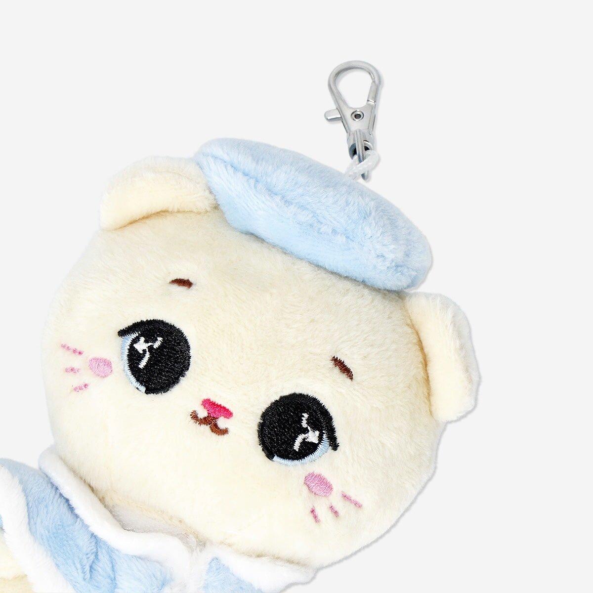 Multicolour Plush Toy - Cat In Winter Coat With Key Ring