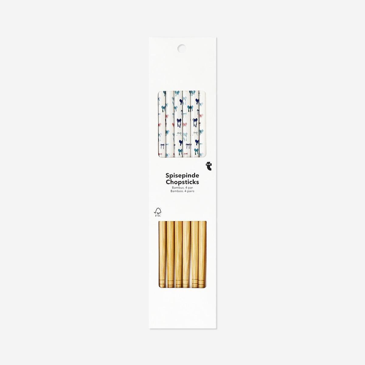 Multicolour Bamboo Chopsticks - 4 Pieces