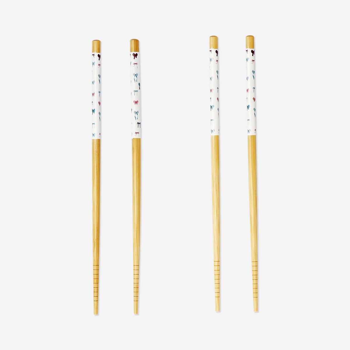 Multicolour Bamboo Chopsticks - 4 Pieces