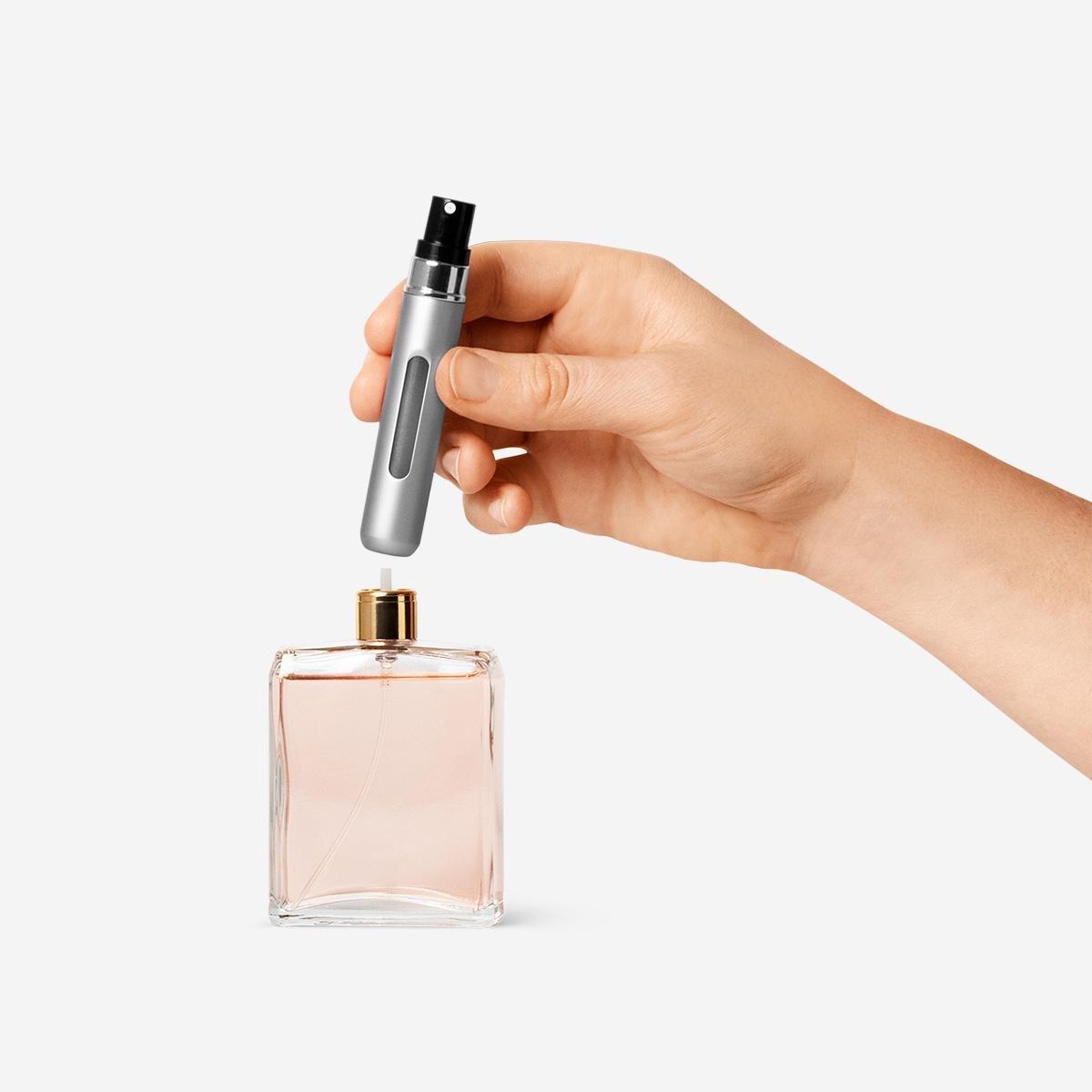 Silver Perfume Spray bottle Refillable Pocket Size 8Ml