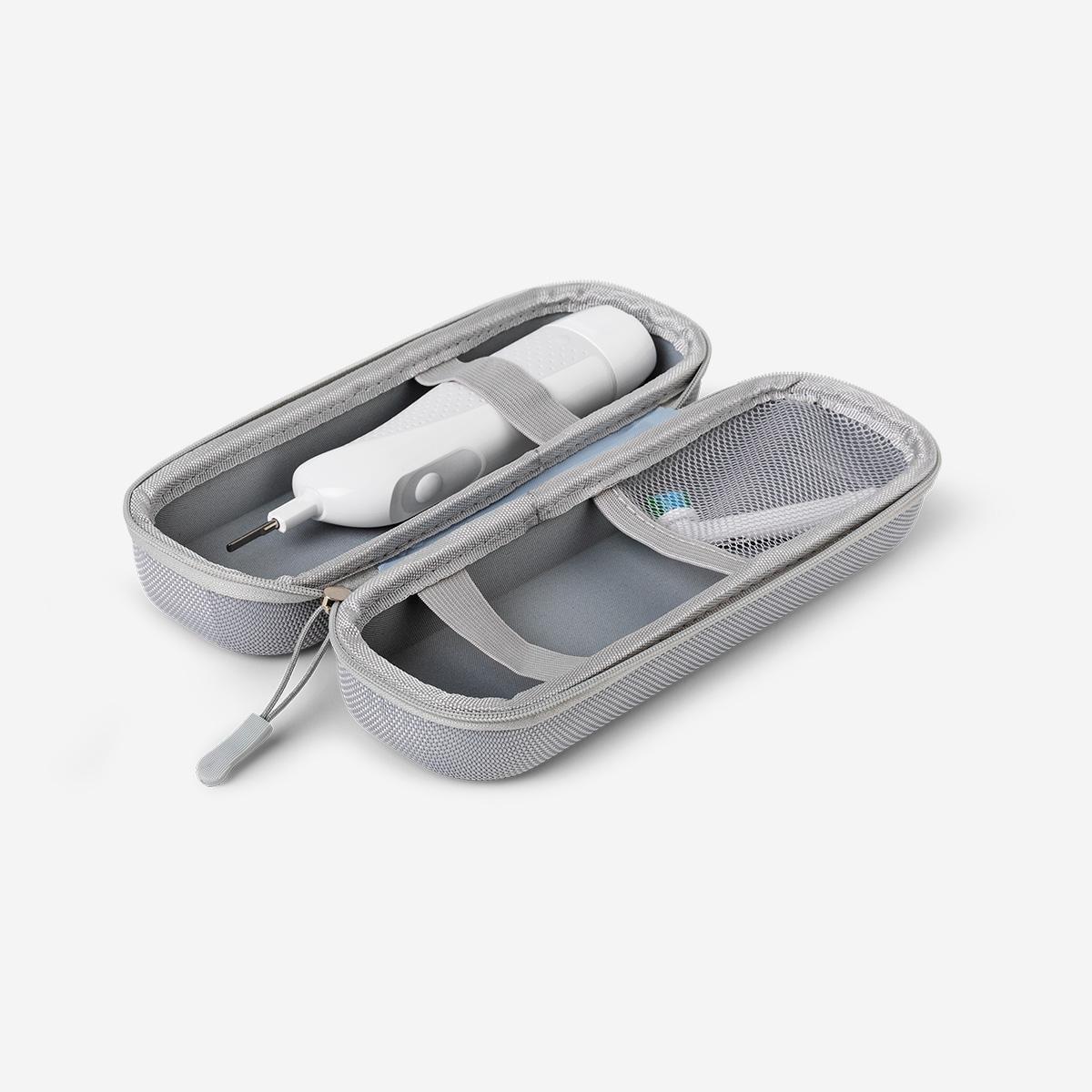 Grey Travel Case For Electric Toothbrush With Dividers