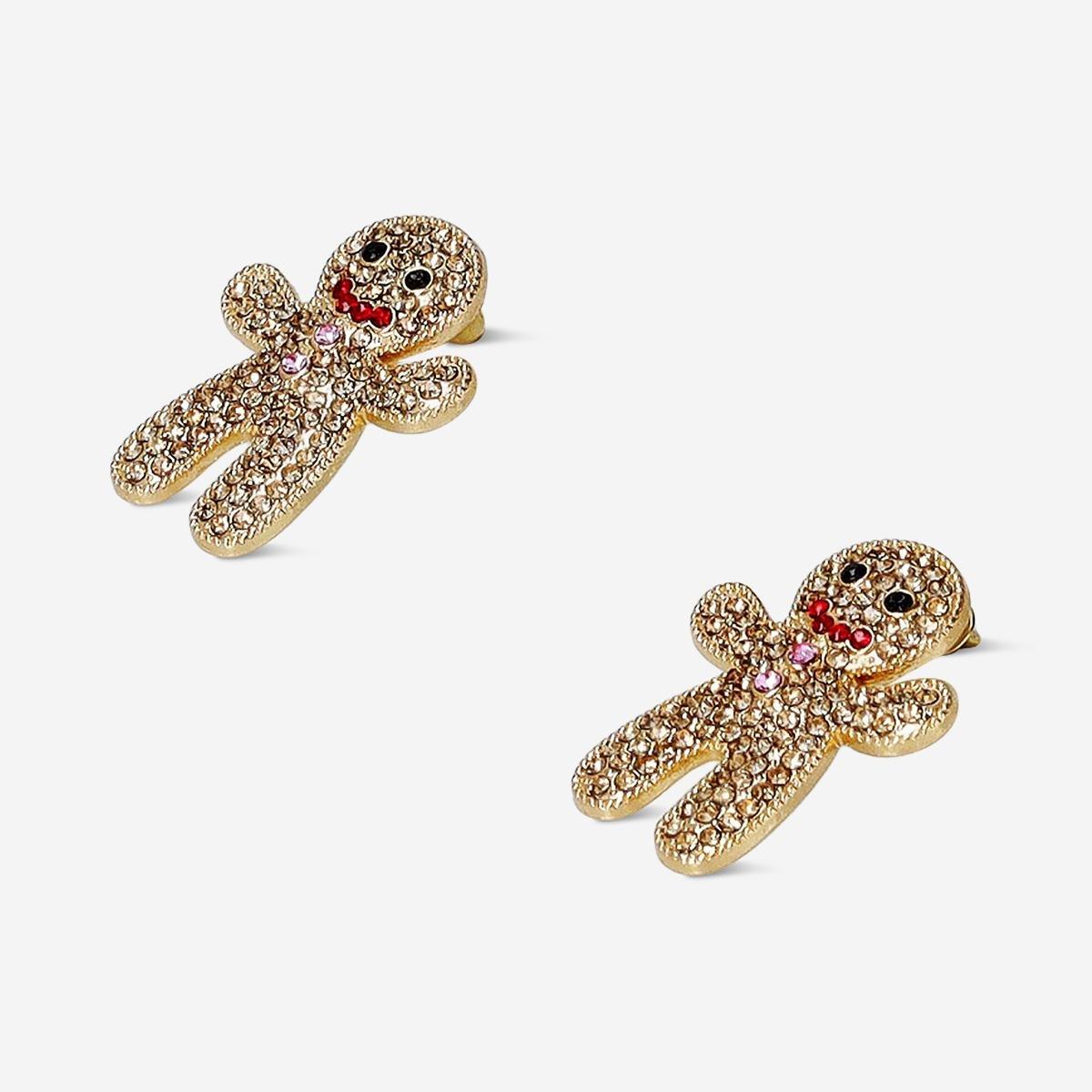 Multicolour Christmas Earrings - Rhinestone Gingerbread Men