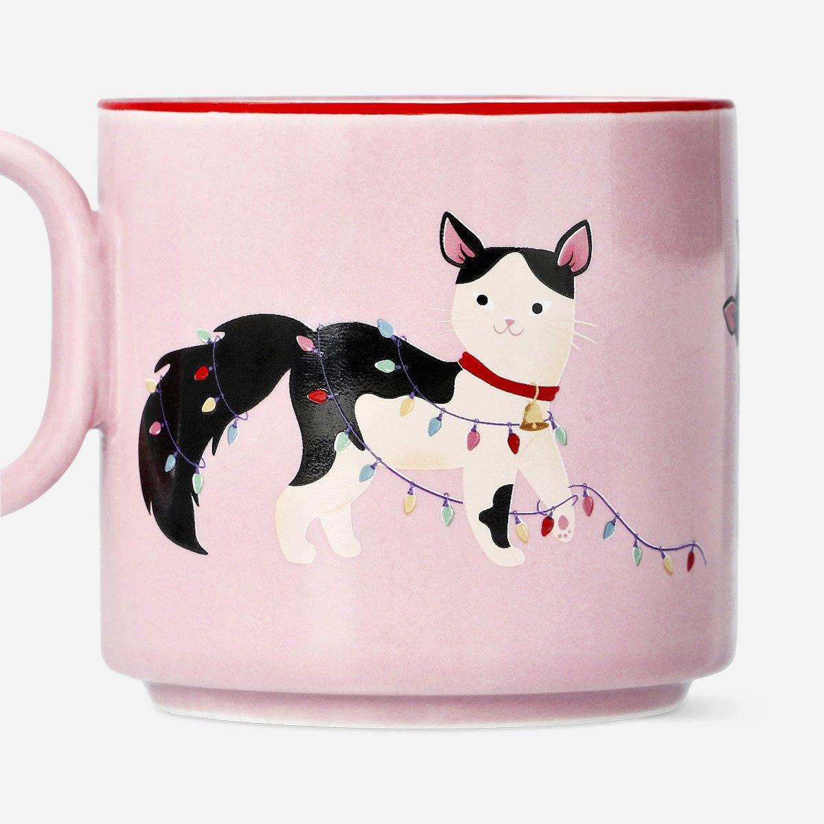 Pink Mug With Christmas Cats - 300 Ml