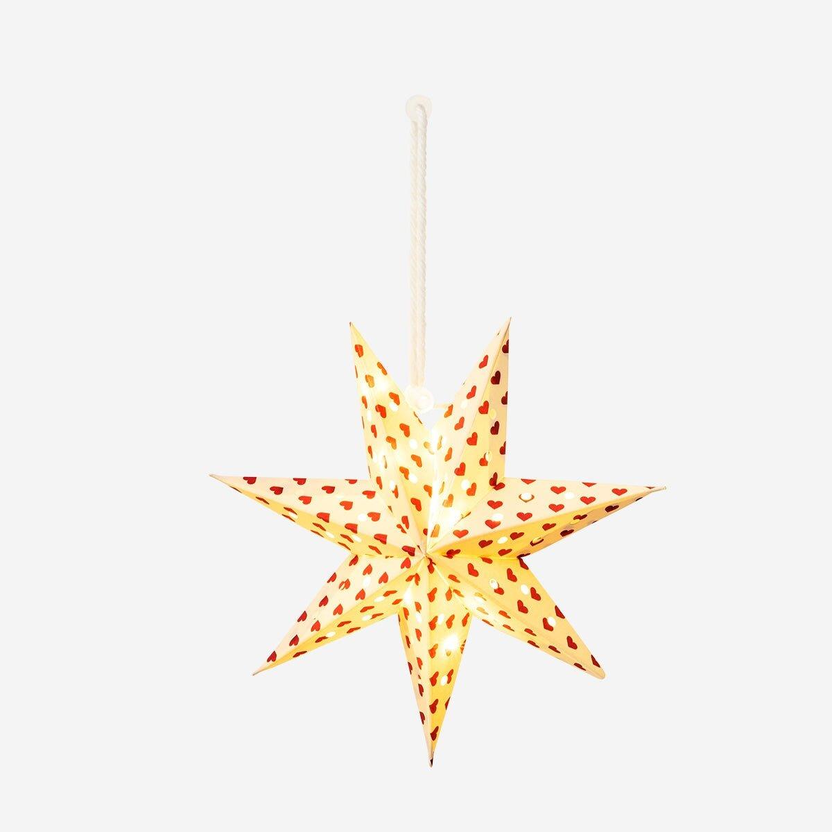 Multicolour Paper Star With Hearts For Hanging - 15 Cm