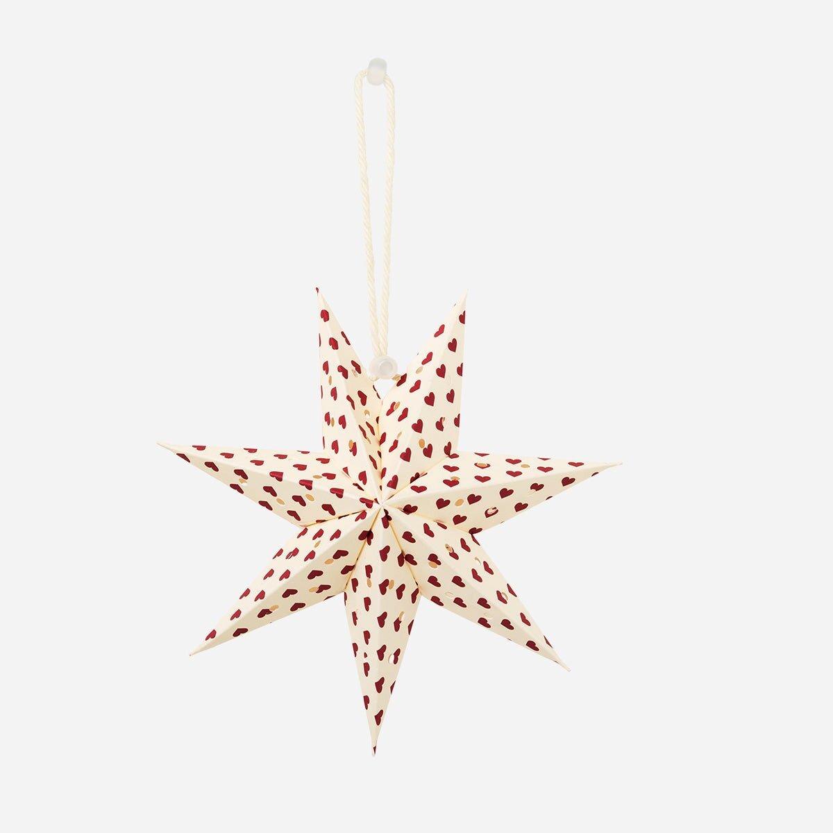 Multicolour Paper Star With Hearts For Hanging - 15 Cm